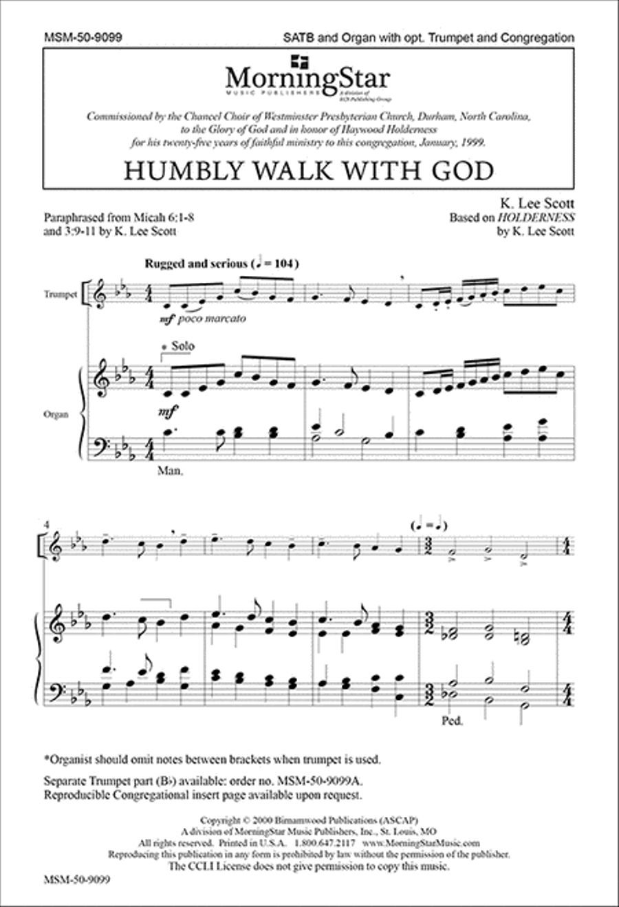 Humbly Walk with God 4-Part scores gallery preview page 1