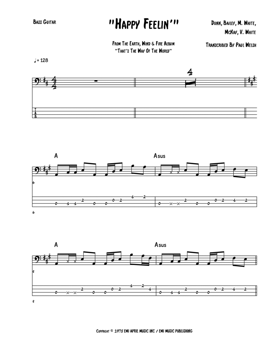 Happy Feeling Bass Guitar scores gallery preview page 1