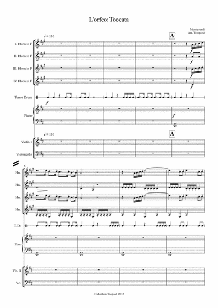 Monteverdi - L'orfeo Toccata FULL SCORE