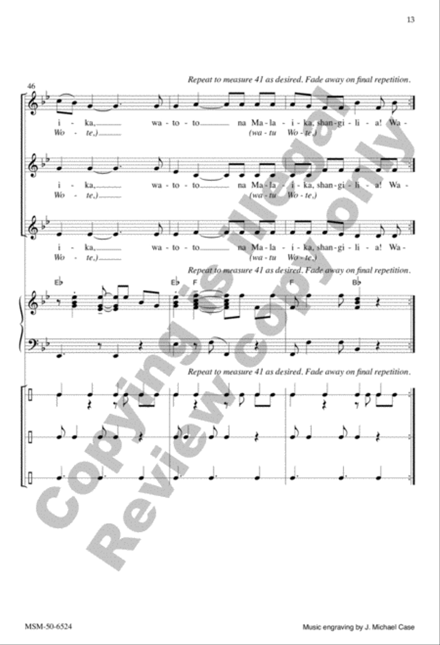 Watoto na Malaika (Children and Angels, Rejoice) SSA scores gallery preview page 13