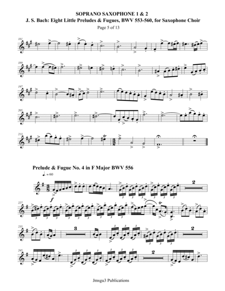 Bach: Eight Little Preludes & Fugues, BWV 553-560, for Saxophone Choir image number null