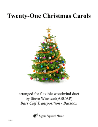 Book cover for Twenty-One Christmas Carols for Flexible Woodwind Duet - Bass Clef
