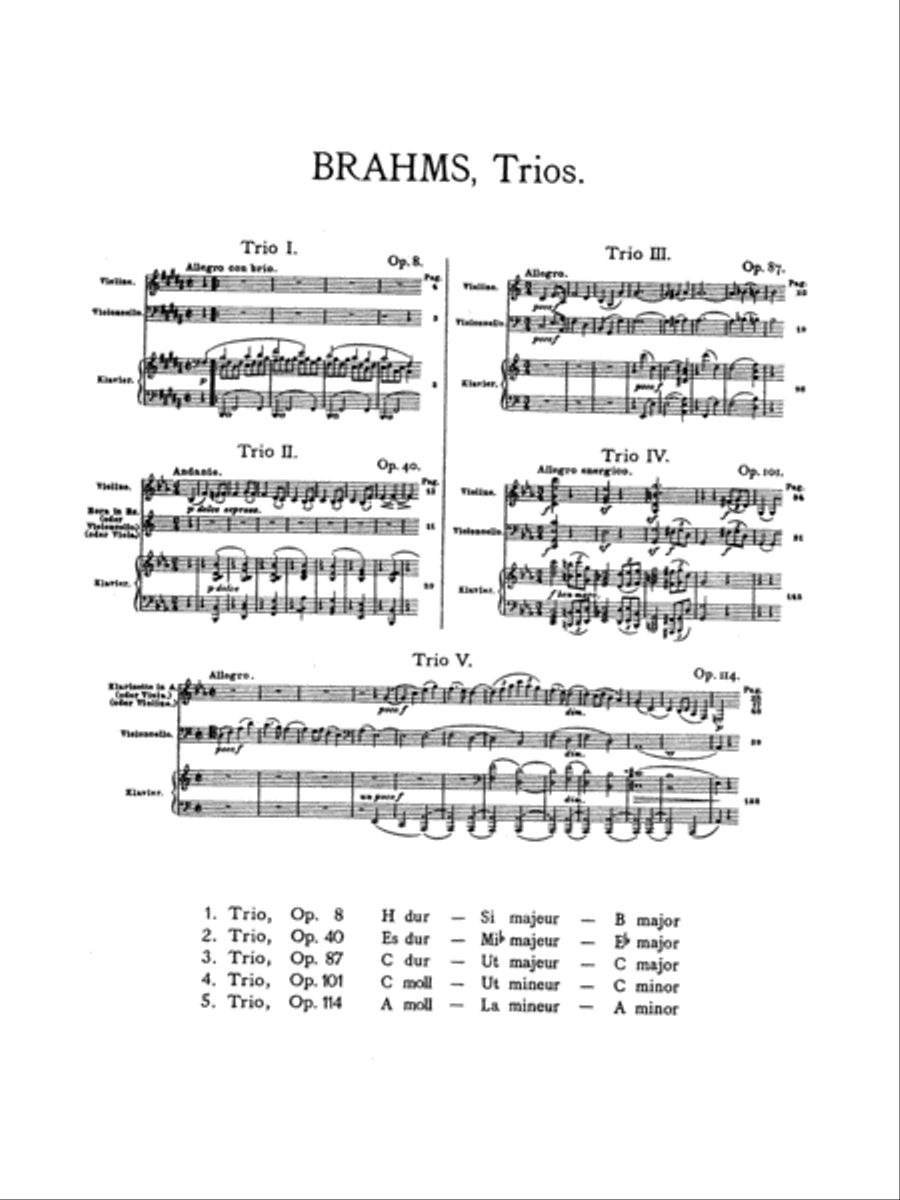 Brahms: Trio No. 1 in B Major, Op. 8 Part scores gallery preview page 2