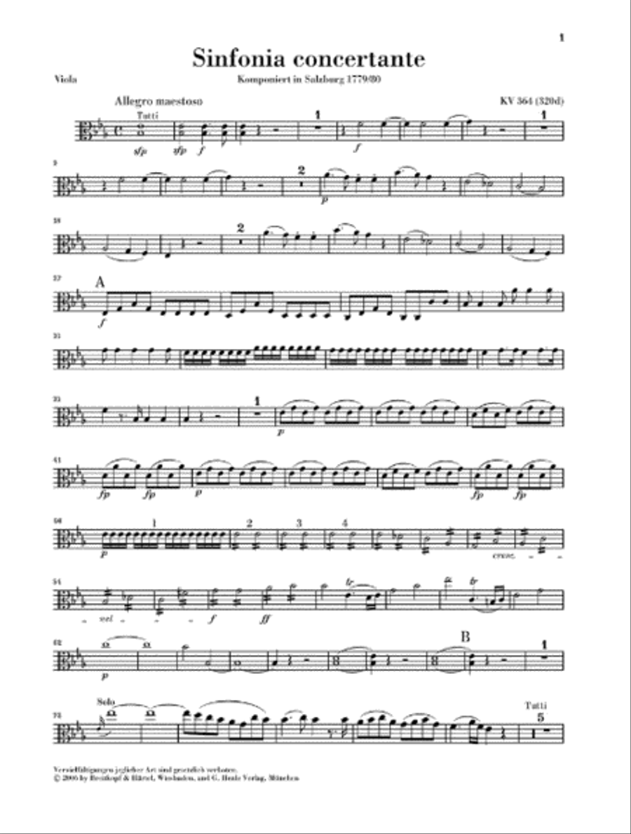 Sinfonia Concertante Eb Major K.364 Violin scores gallery preview page 6