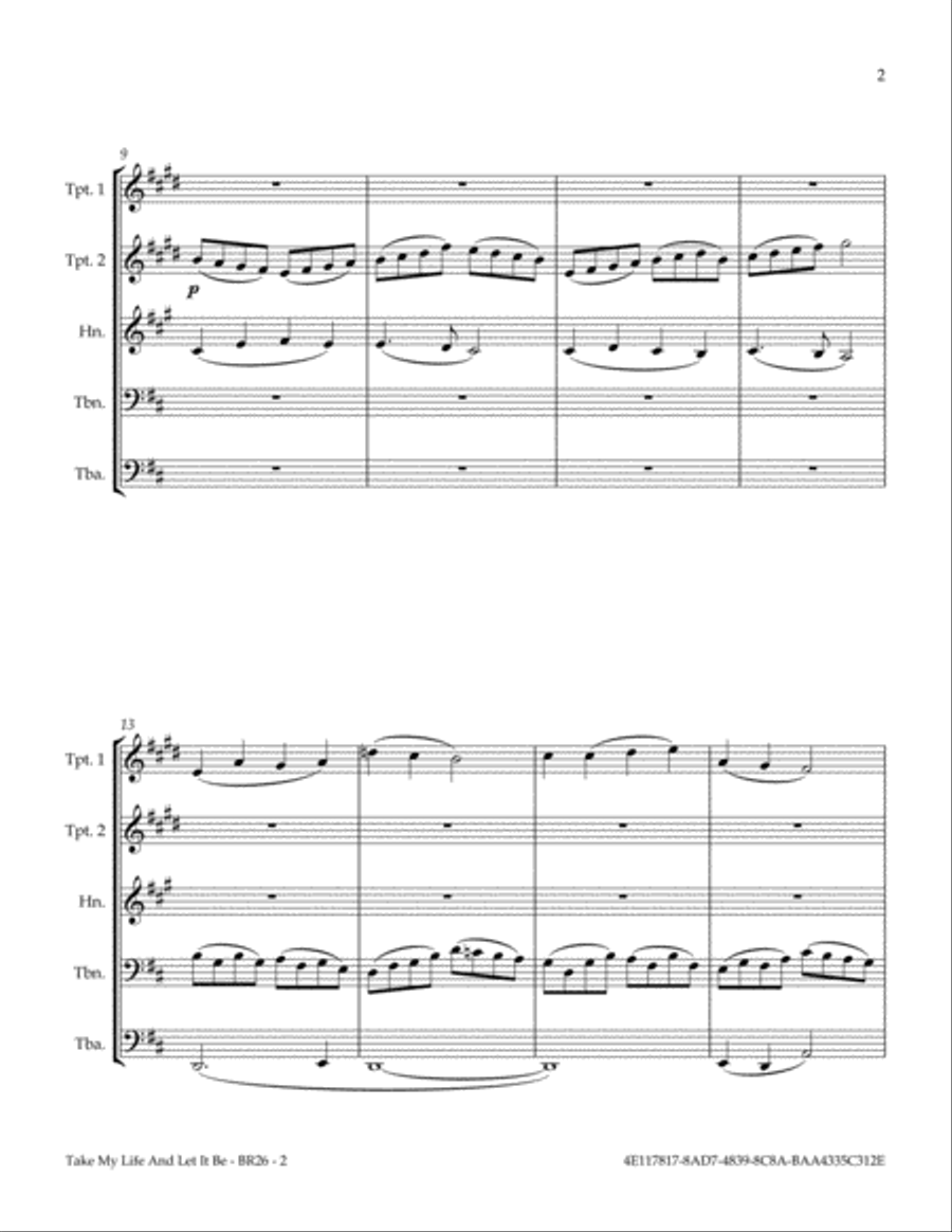 Take My Life And Let It Be Brass Ensemble scores gallery preview page 6