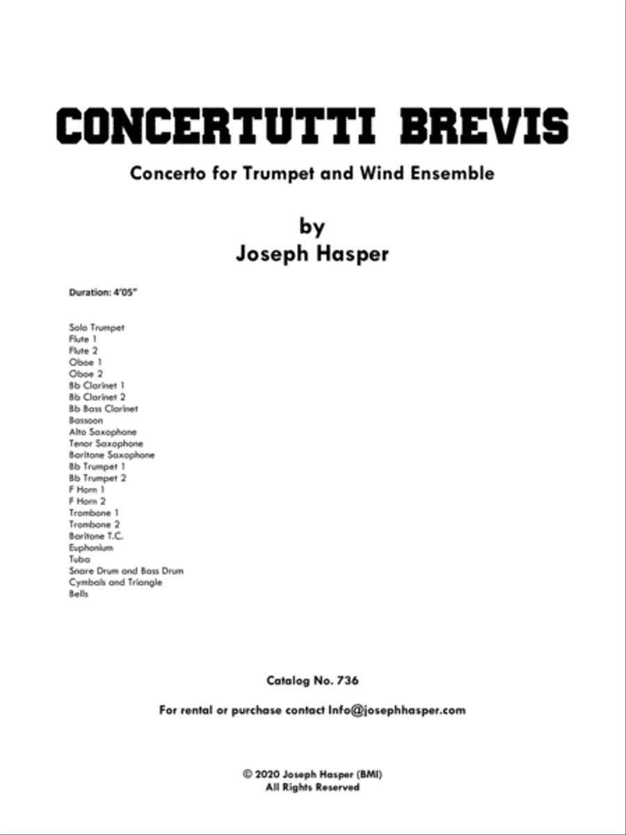 Concertutti Brevis (concerto for trumpet and wind ensemble) Concert Band scores gallery preview page 2