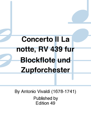 Book cover for Concerto II La notte, RV 439 fur Blockflote und Zupforchester