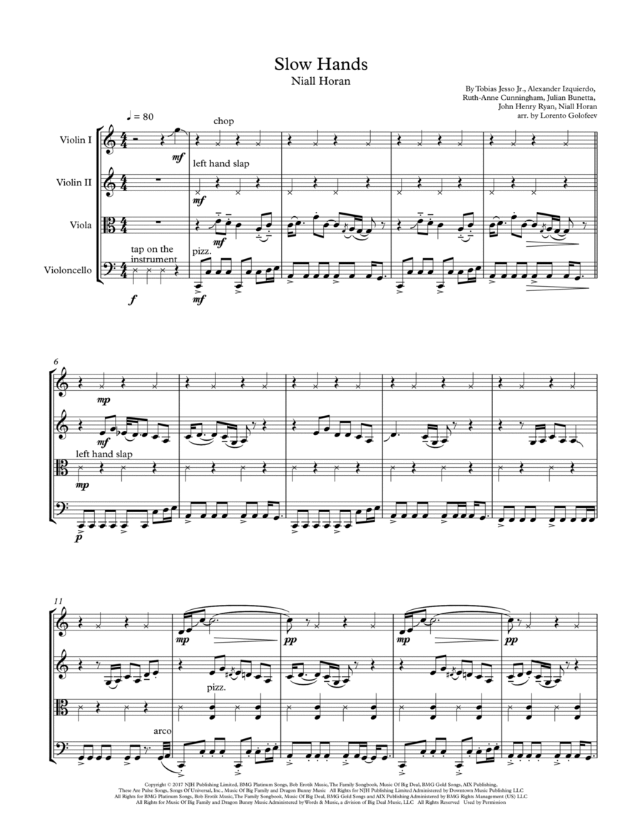 Slow Hands Slow Hands String Quartet scores gallery preview page 1
