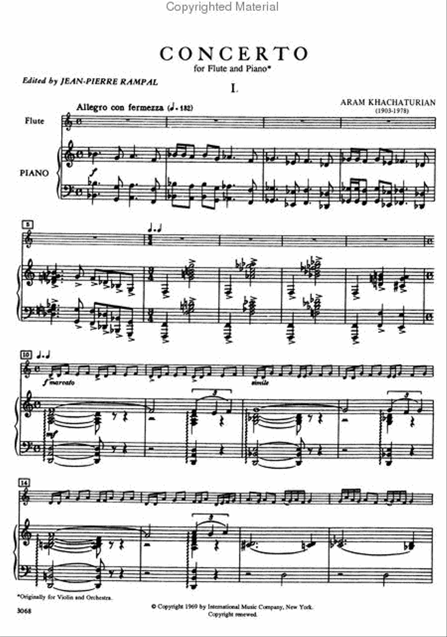 Concerto (originally for Violin) Flute Solo scores gallery preview page 3