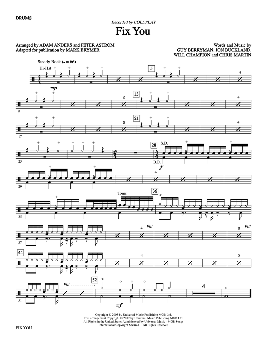 Fix You - Drums