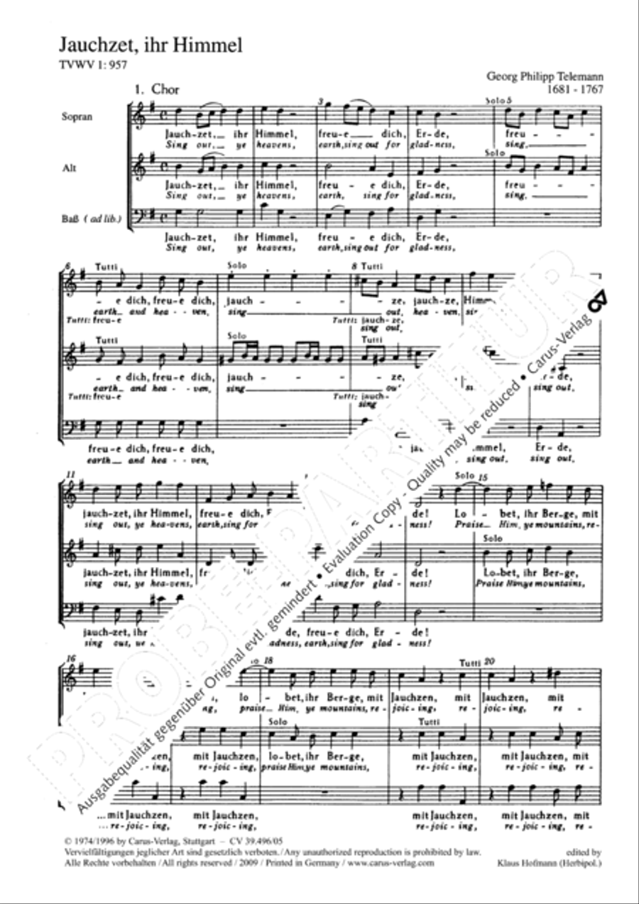 Triumph, O heavens (Jauchzet, ihr Himmel) SA scores gallery preview page 3