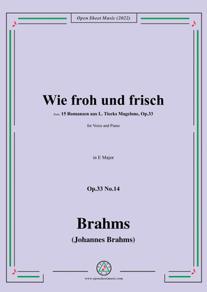 Book cover for Brahms-Wie froh und frisch,Op.33 No.14 in E Major