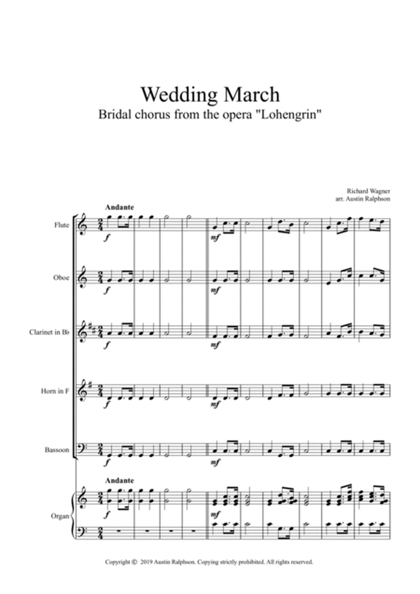 Wedding March (Bridal Chorus from 'Lohengrin': Here Comes The Bride) - wind quintet with organ image number null