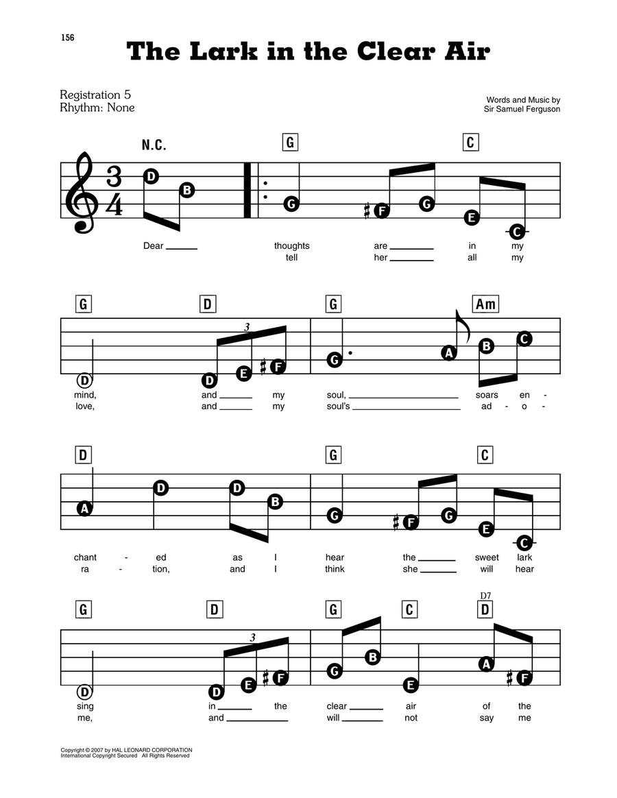 The Lark In The Clear Air Electronic Keyboard scores gallery preview page 1