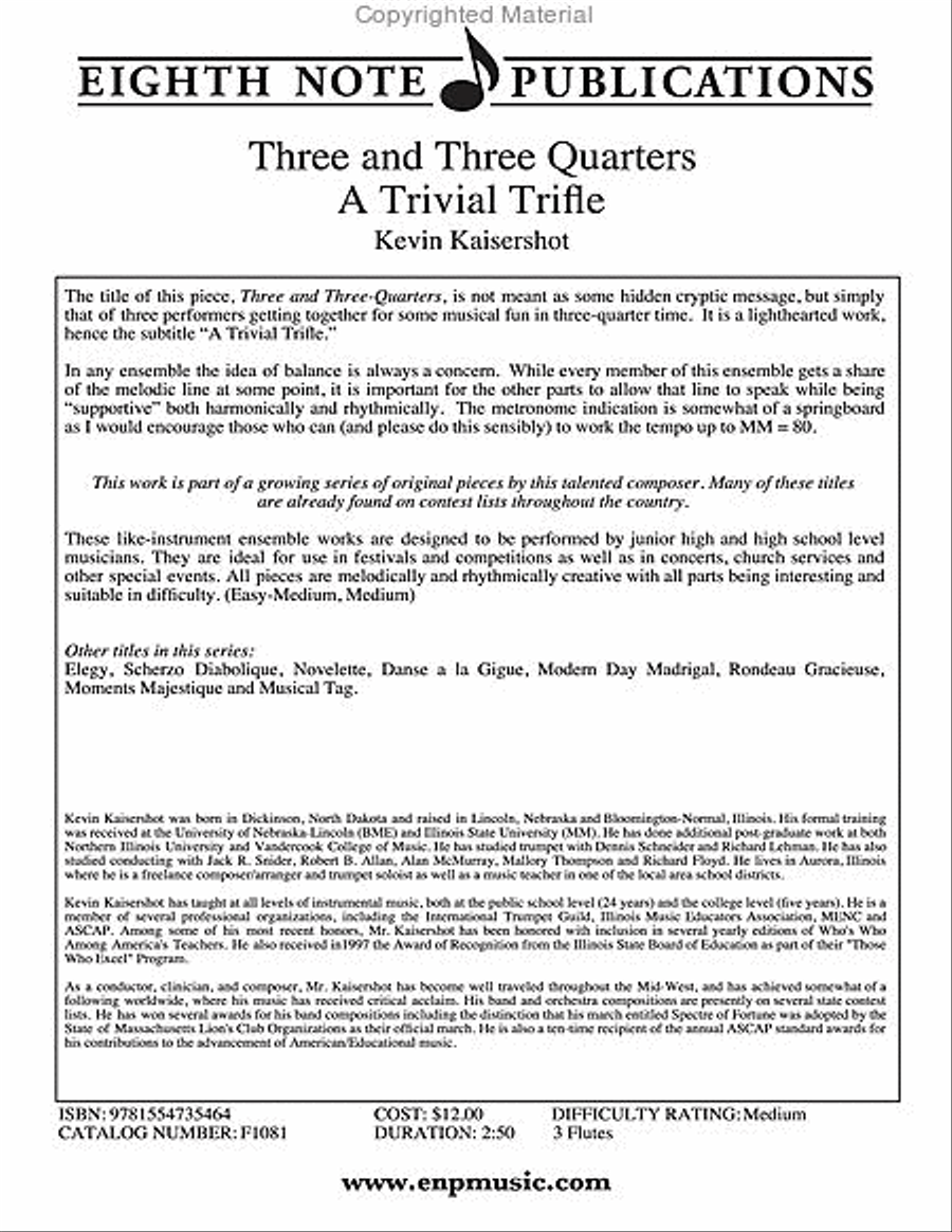 Three and Three Quarters Small Ensemble scores gallery preview page 2