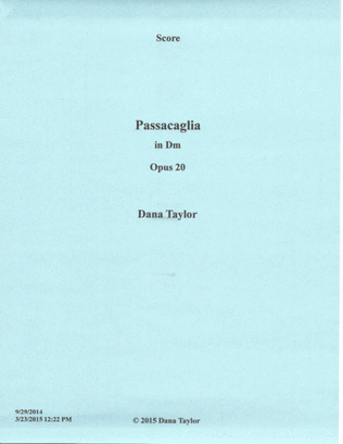 Passacaglia Trio Opus 20