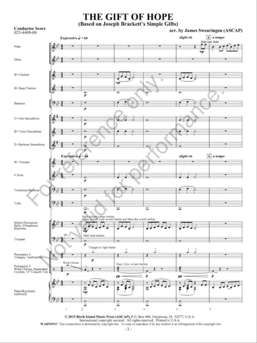 The Gift Of Hope Concert Band scores gallery preview page 4