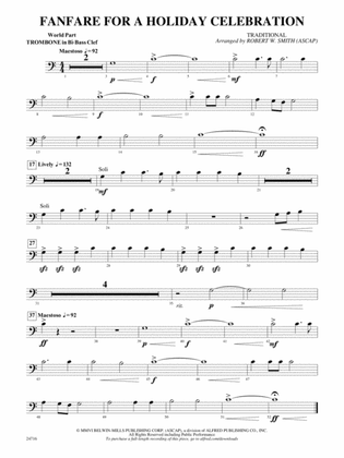 Fanfare for a Holiday Celebration: (wp) 1st B-flat Trombone B.C.