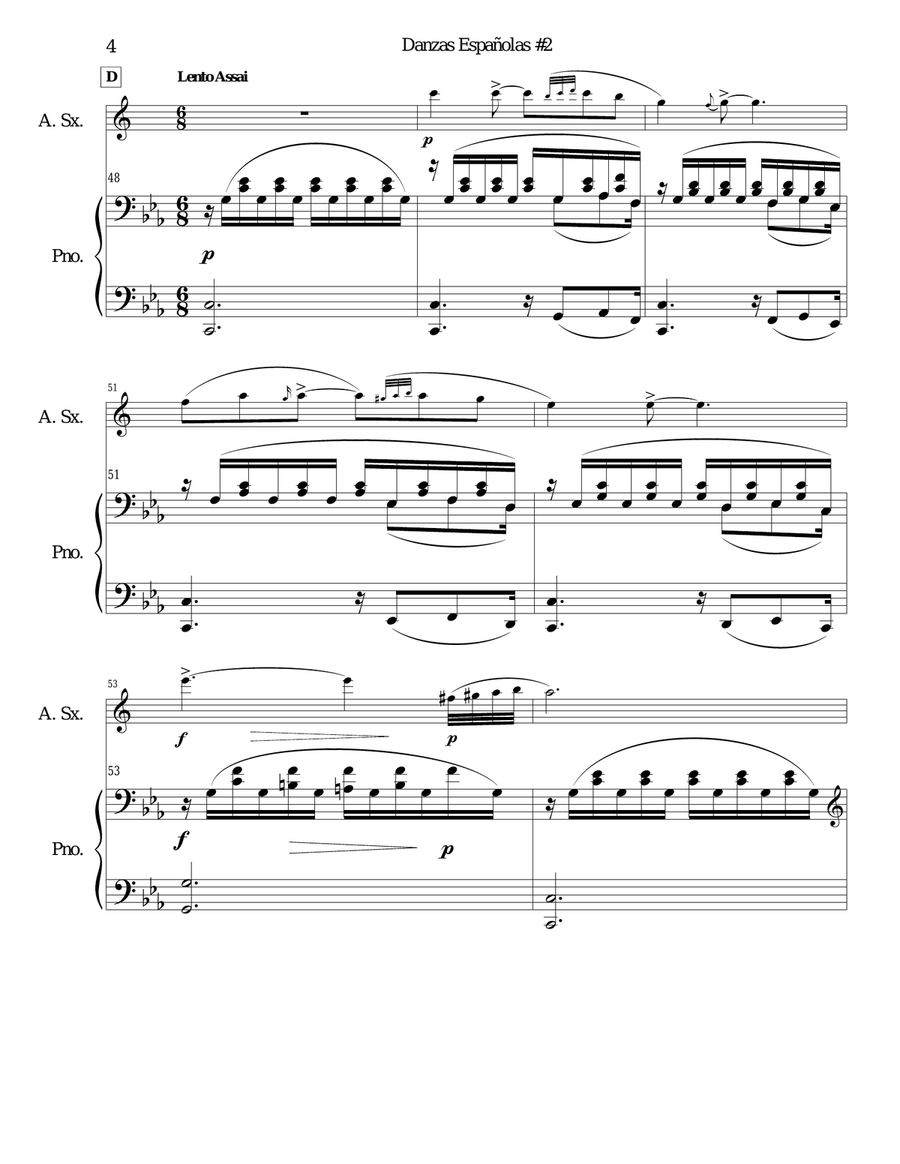 Oriental by Granados for alto sax and piano Alto Saxophone scores gallery preview page 4