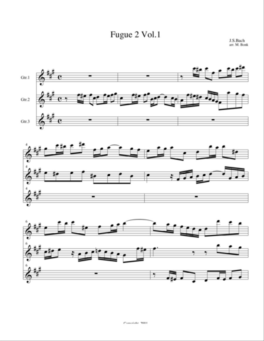 Fugue 2 for 3 Guitars Guitar Ensemble scores gallery preview page 1
