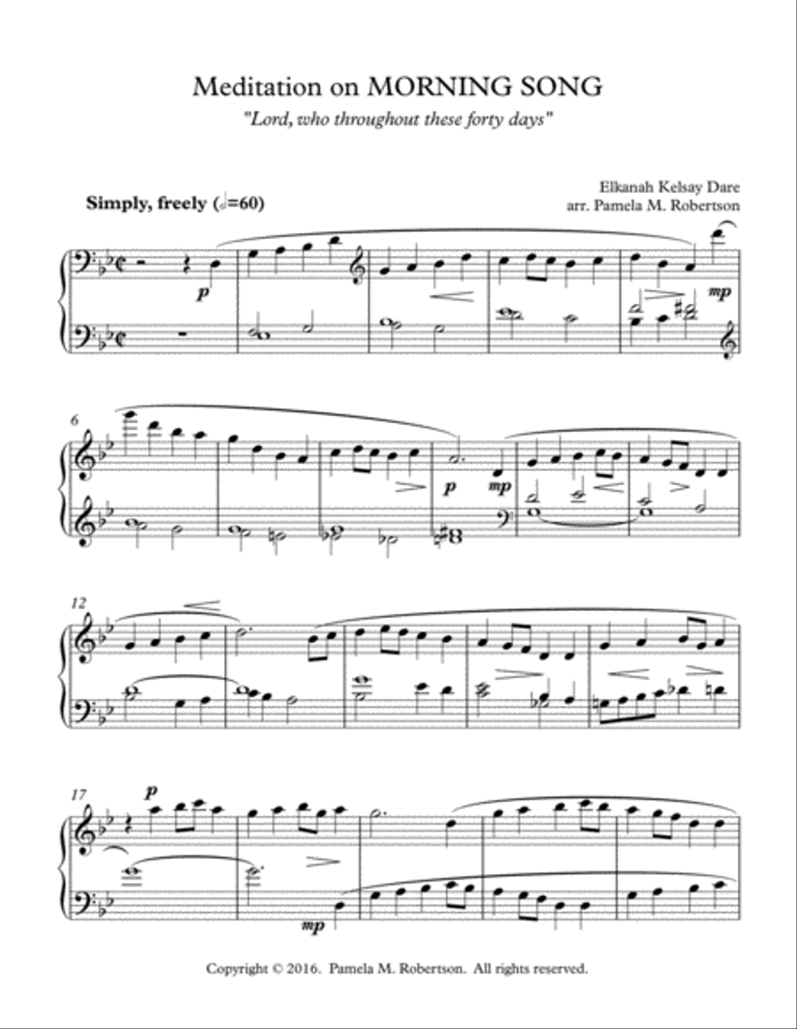Meditation on Morning Song (Lord, Who Throughout These Forty Days) - Piano Solo Piano Solo scores gallery preview page 1
