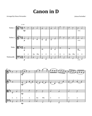 Canon by Pachelbel - String Quartet with Chord Notation