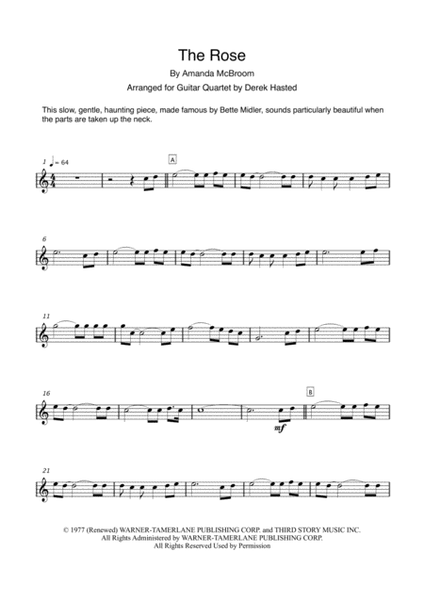 The Rose by Bette Midler Guitar Ensemble - Digital Sheet Music
