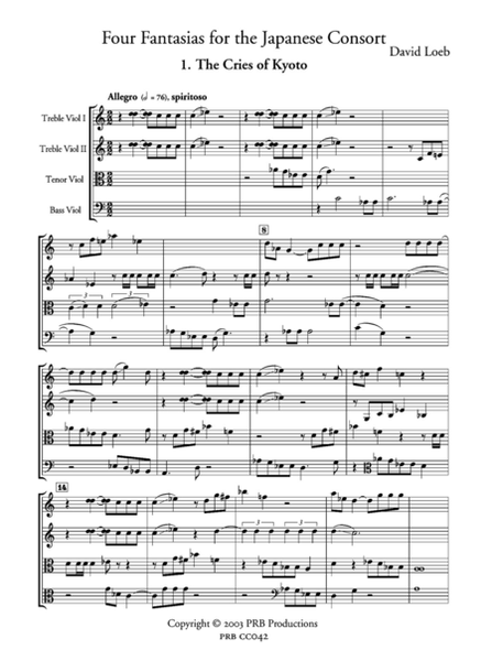Four Fantasias for the Japanese Consort (score and part set)