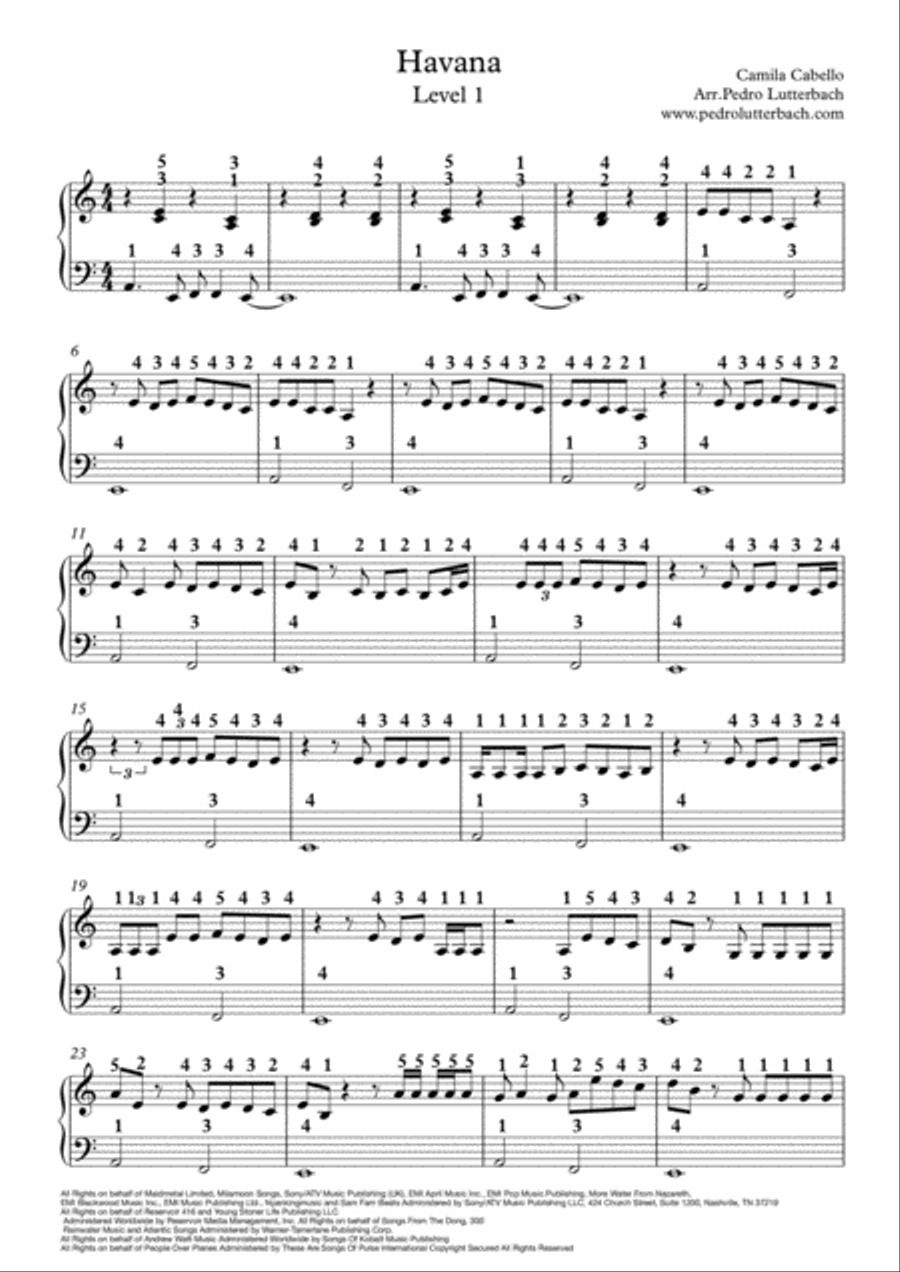 Havana Easy Piano scores gallery preview page 1