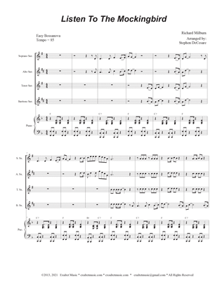 Book cover for Listen To The Mockingbird (Saxophone Quartet and Piano)