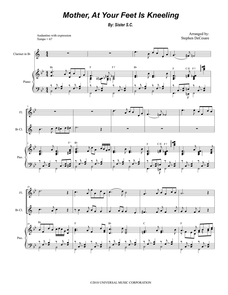 Mother At Your Feet Is Kneeling Woodwind Duet scores gallery preview page 1