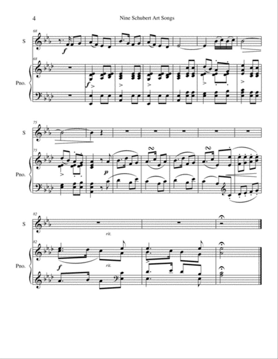 Nine Schubert Art Songs Horn scores gallery preview page 4