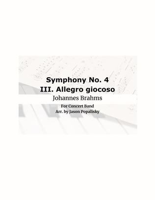 Brahms Symphony No. 4, movement III, arranged for Concert Band (SCORE ONLY) - Score Only