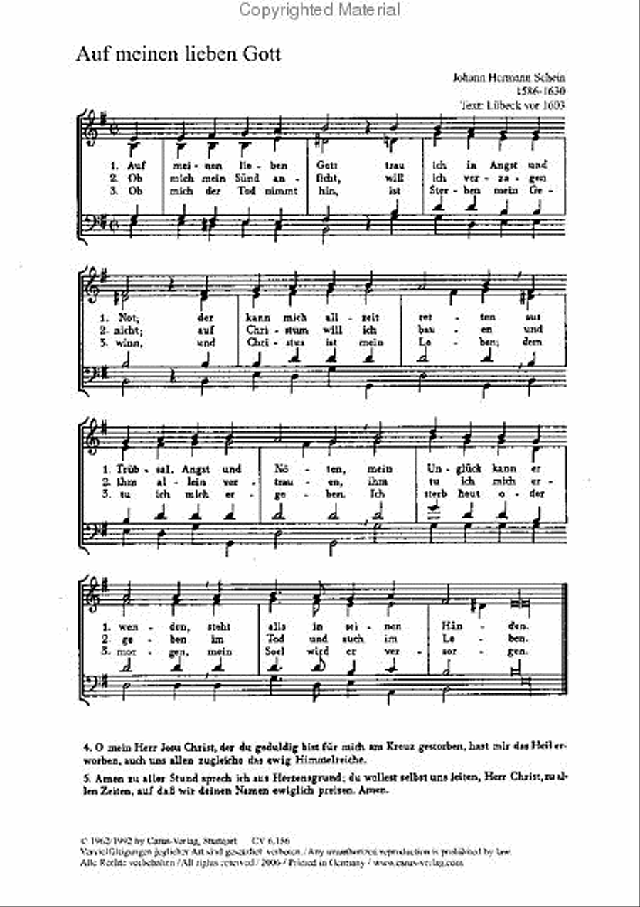Praetorius: O glaubig Herz; Schein: Auf meinen lieben Gott Score scores gallery preview page 2