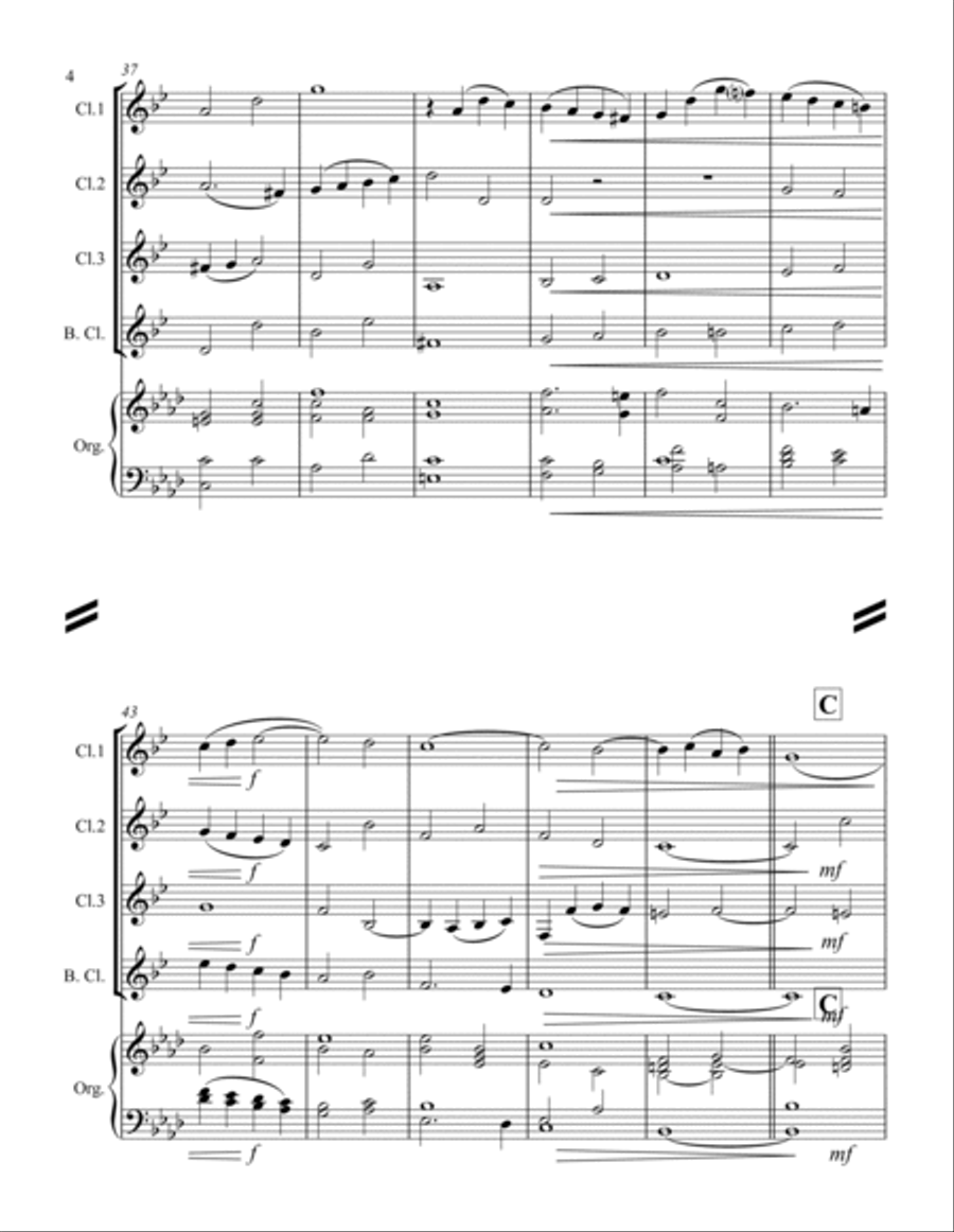 Handel - And With His Stripes We Are Healed (from Messiah) (for Clarinet Quartet & optional Organ) Clarinet Quartet scores gallery preview page 5