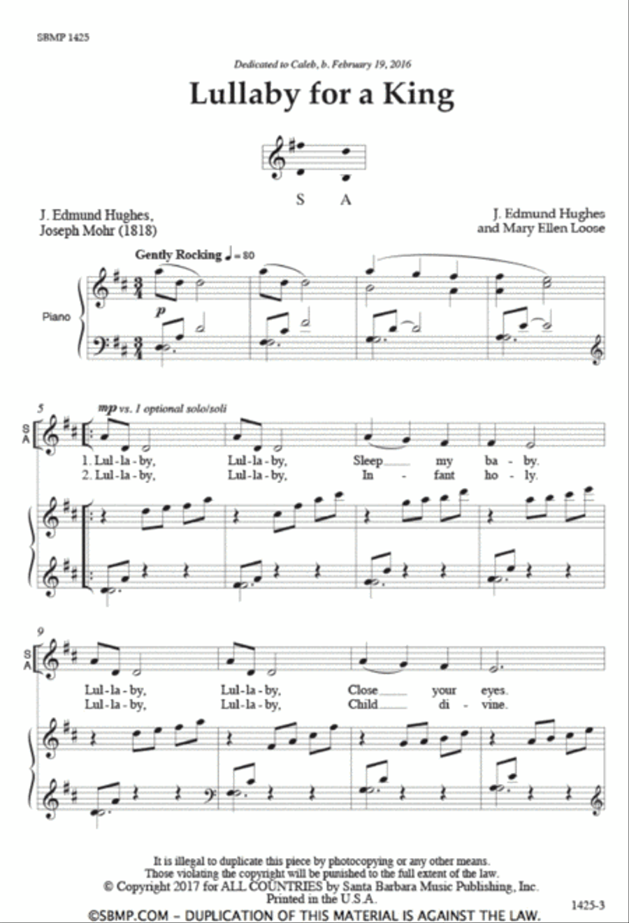 Lullaby for a King Lullaby for a King SA scores gallery preview page 2