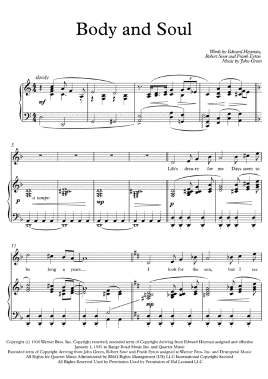 Body And Soul from THREE'S A CROWD Voice scores gallery preview page 1