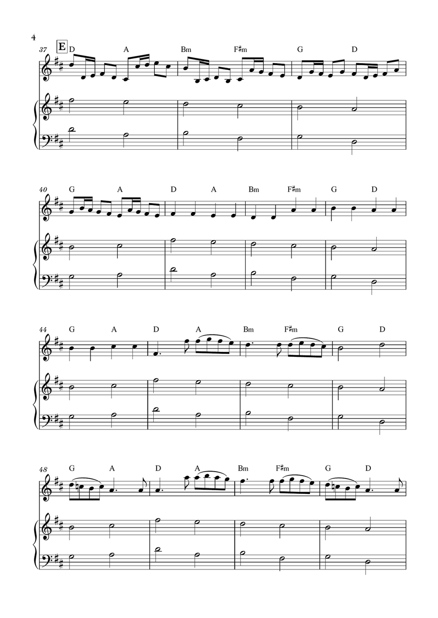 Canon in D for Violin and Very Easy Piano and Chords Small Ensemble scores gallery preview page 4