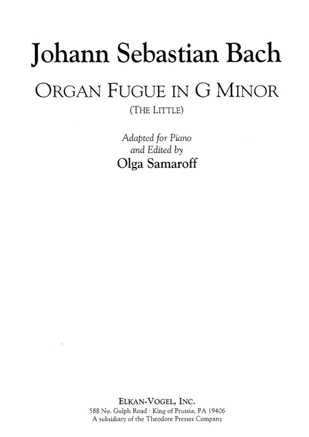 Organ Fugue in G Minor