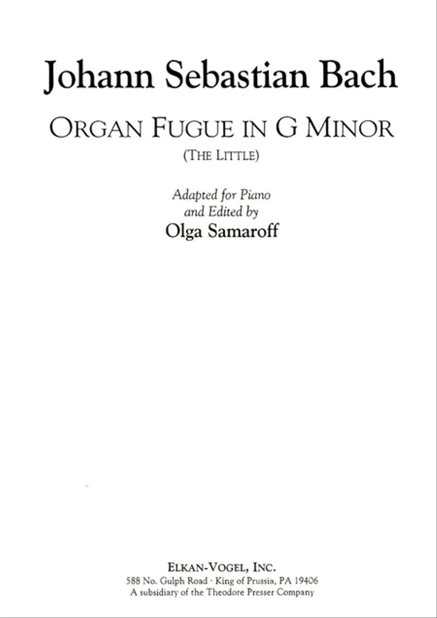 Organ Fugue in G Minor Chamber Music scores gallery preview page 1