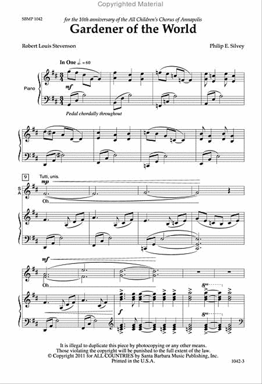 Gardener of the World - SA Octavo SA scores gallery preview page 2