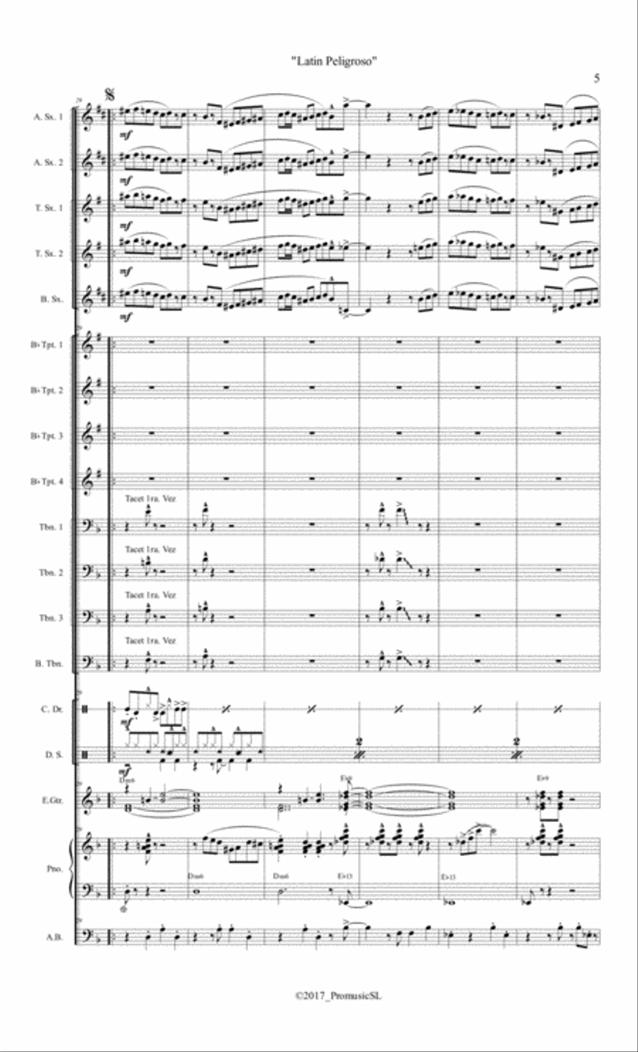 Latin Peligroso (Dangerous Latin) Jazz Ensemble scores gallery preview page 5