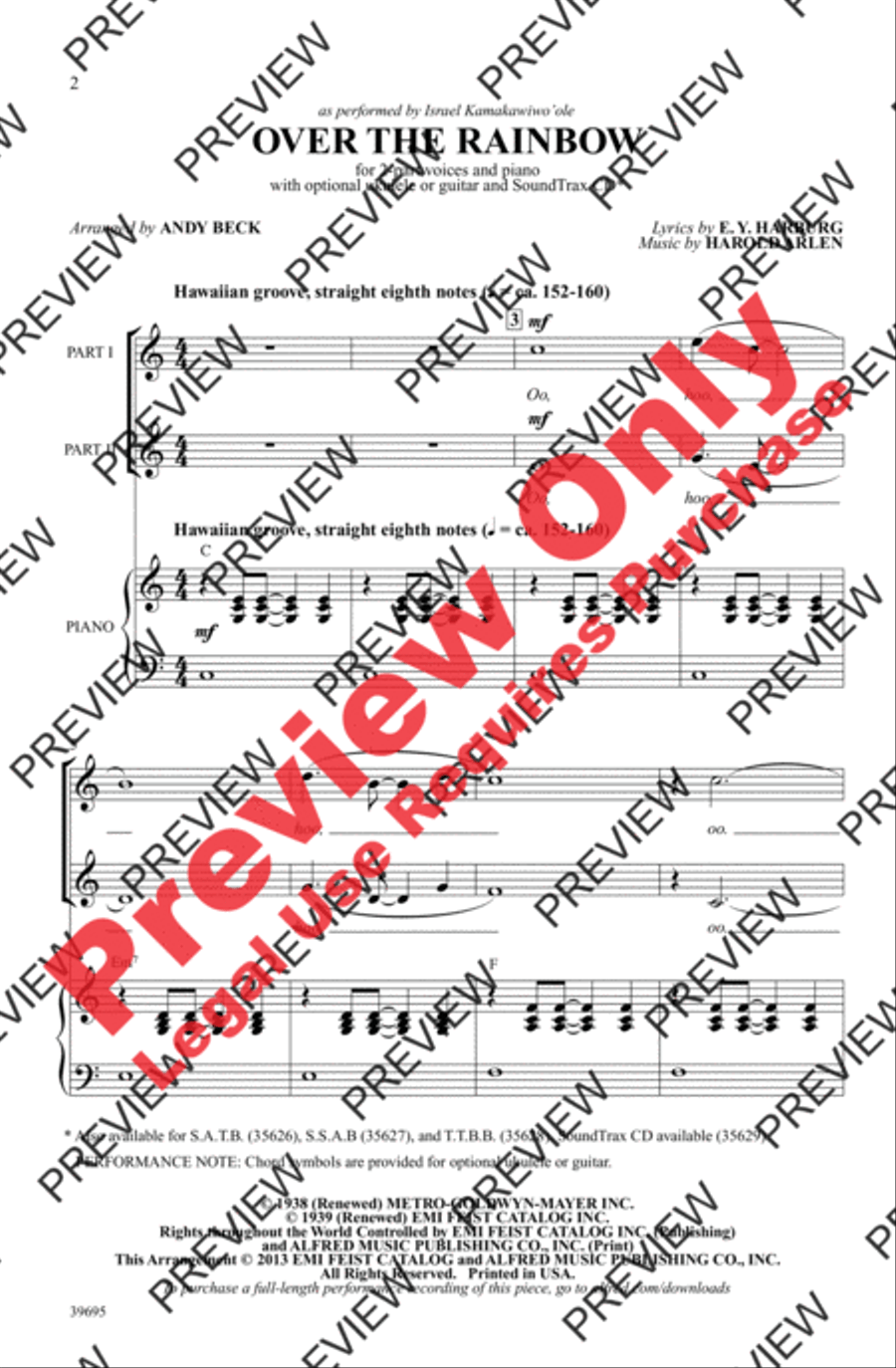Over the Rainbow 2-Part scores gallery preview page 2