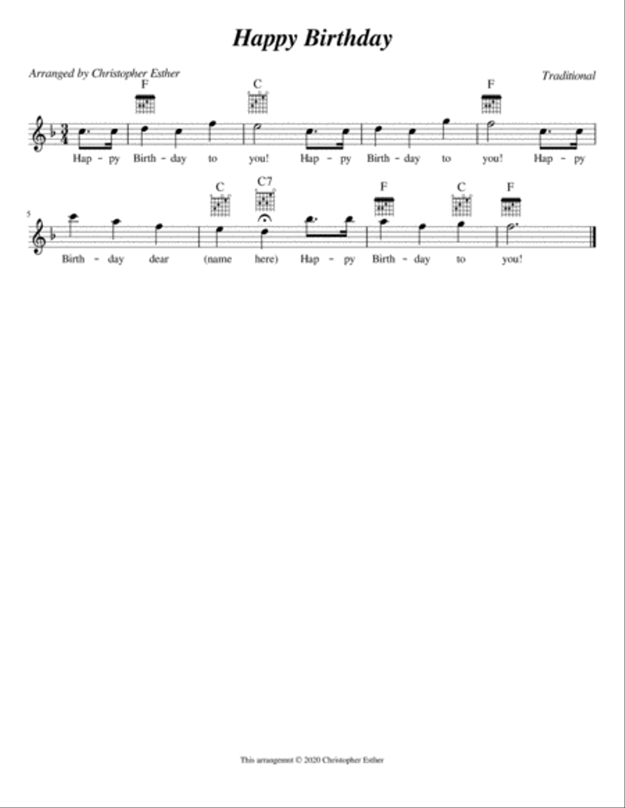 Happy Birthday (Violin) Violin Solo scores gallery preview page 1