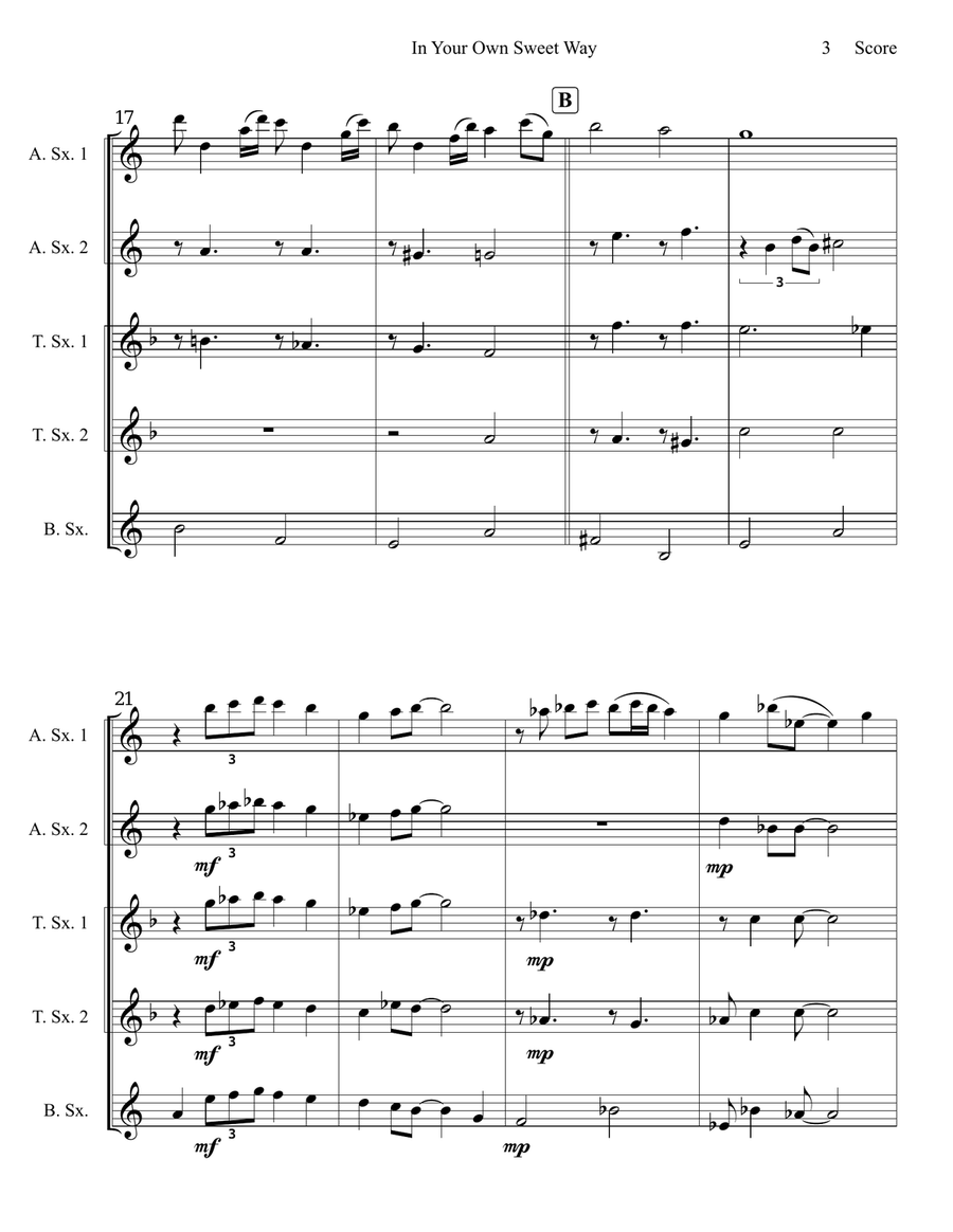 In Your Own Sweet Way Woodwind Ensemble scores gallery preview page 4