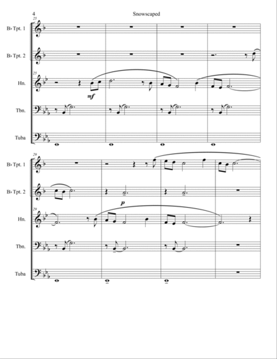 Snowscaped: Movement 1 Snowfall Brass Quintet scores gallery preview page 4