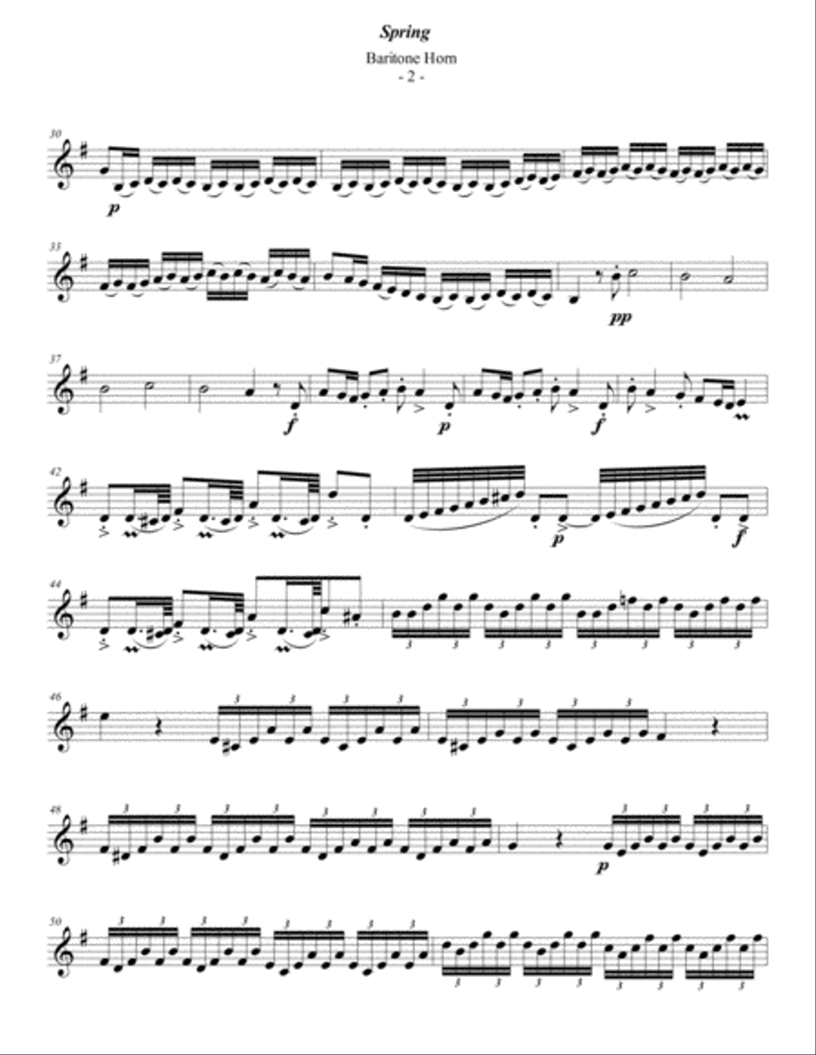 Vivaldi - The Four Seasons: Spring for Solo Baritone Horn Baritone Horn TC scores gallery preview page 2
