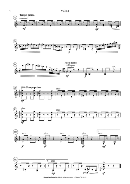 Bulgarian Suite for Violin and 13 Strings - parts
