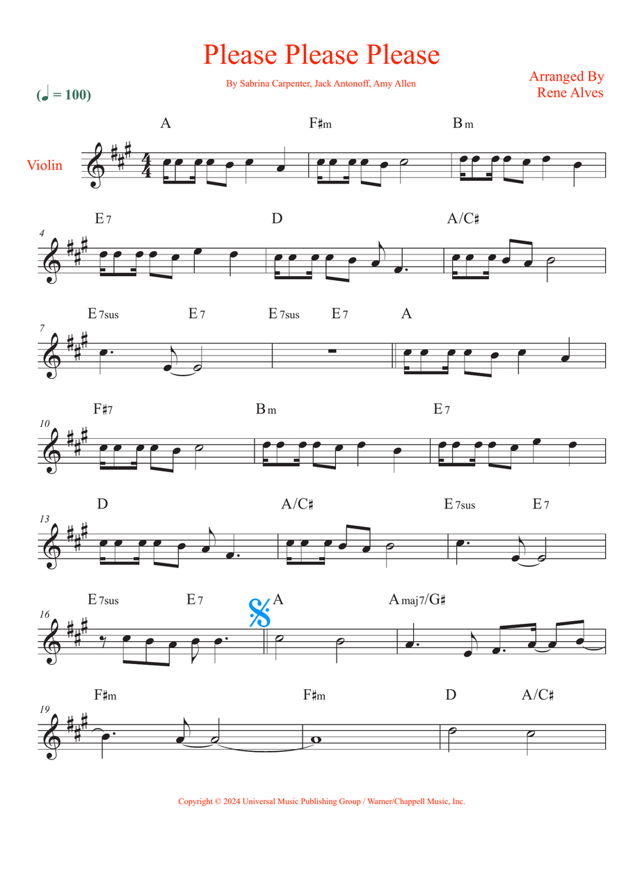 Please Please Please Violin Solo scores gallery preview page 1