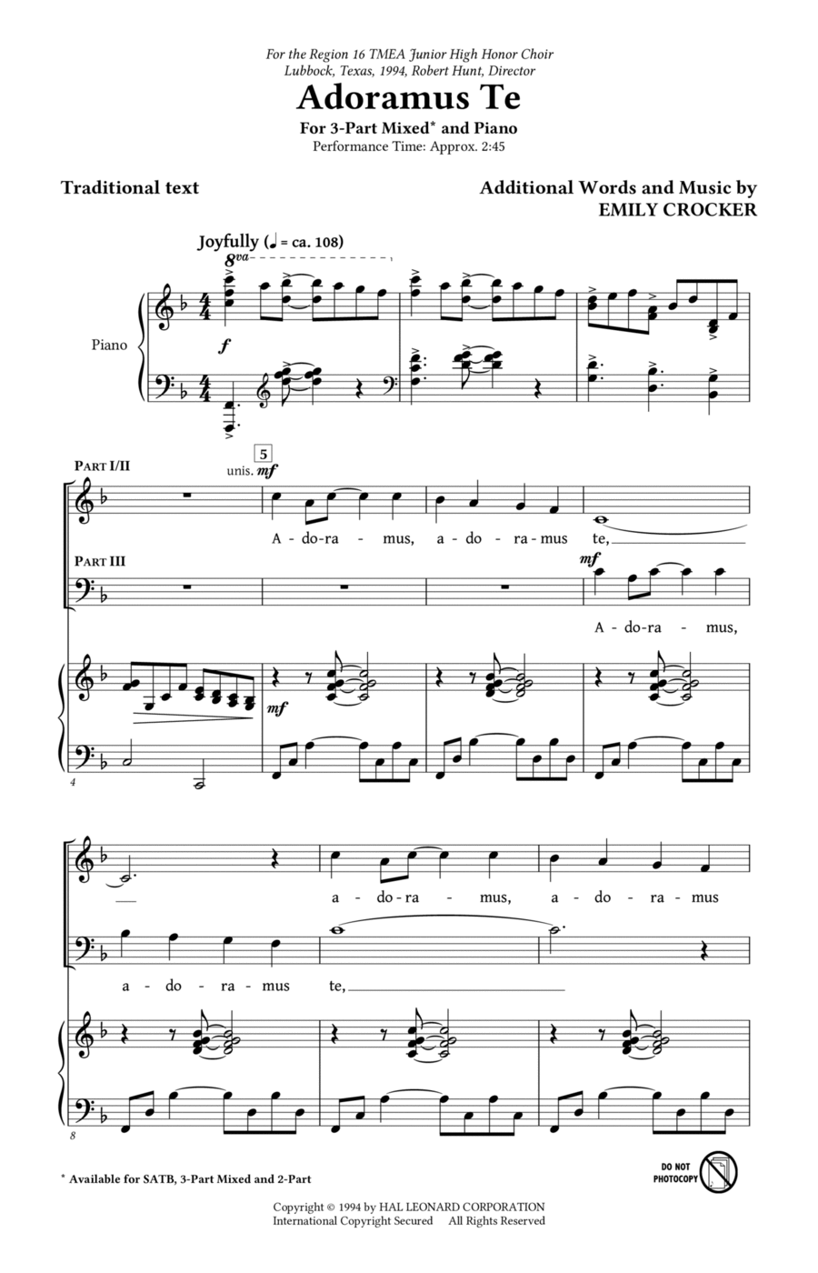 Adoramus Te Adoramus Te 3-Part scores gallery preview page 1
